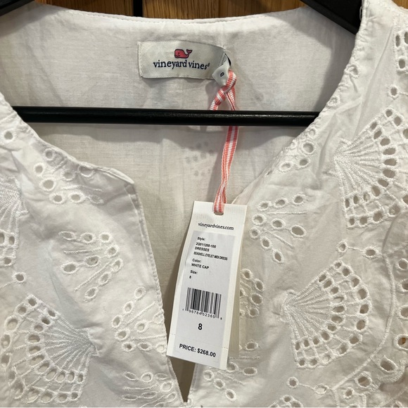 Vineyard Vines Seashell Eyelet Midi Dress White Cap Size 8 NWT Coastal Preppy - Picture 4 of 7